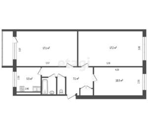 3-к квартира, вторичка, 61м2, 5/5 этаж