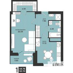 1-к квартира, вторичка, 51м2, 16/16 этаж