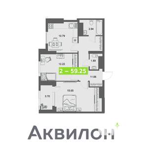 2-к квартира, вторичка, 59м2, 26/32 этаж