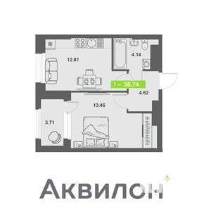 1-к квартира, вторичка, 39м2, 9/32 этаж