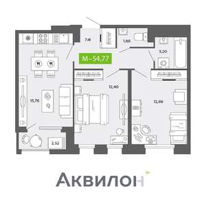 2-к квартира, вторичка, 55м2, 15/16 этаж