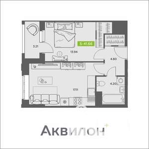 1-к квартира, вторичка, 42м2, 8/16 этаж