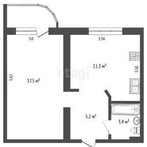 1-к квартира, вторичка, 37м2, 4/10 этаж