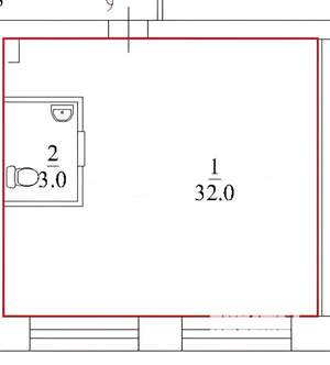 1-к квартира, вторичка, 35м2, 1/5 этаж