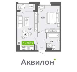 1-к квартира, вторичка, 39м2, 16/16 этаж
