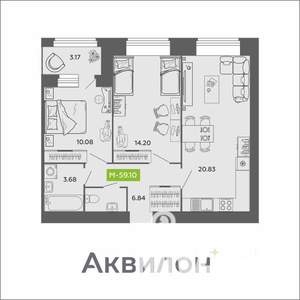 2-к квартира, вторичка, 59м2, 8/11 этаж