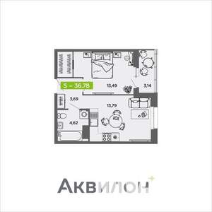 1-к квартира, вторичка, 37м2, 7/16 этаж