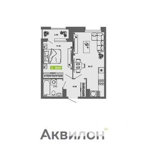 1-к квартира, вторичка, 39м2, 7/16 этаж