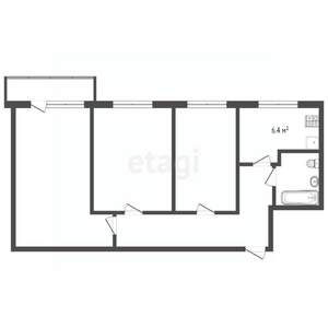 3-к квартира, вторичка, 61м2, 5/9 этаж