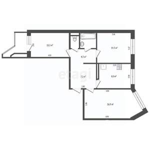 3-к квартира, вторичка, 63м2, 8/10 этаж