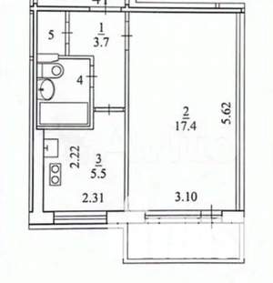 1-к квартира, вторичка, 31м2, 4/5 этаж