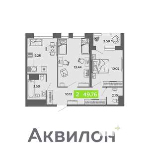 2-к квартира, вторичка, 50м2, 15/16 этаж