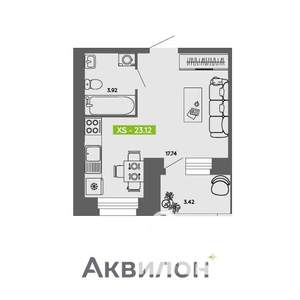 Студия квартира, вторичка, 23м2, 9/11 этаж