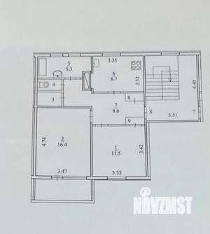 2-к квартира, вторичка, 54м2, 2/2 этаж