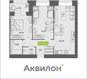 2-к квартира, вторичка, 60м2, 6/11 этаж