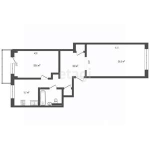 2-к квартира, вторичка, 46м2, 4/9 этаж