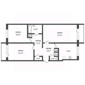 3-к квартира, вторичка, 68м2, 2/5 этаж