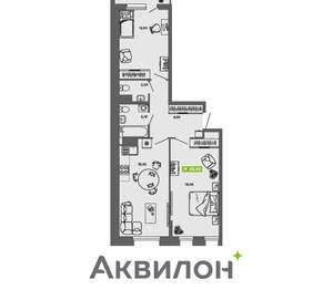 2-к квартира, вторичка, 65м2, 3/16 этаж