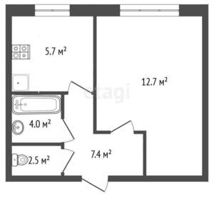 1-к квартира, вторичка, 32м2, 1/9 этаж