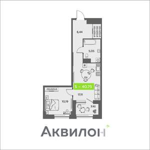 1-к квартира, вторичка, 41м2, 3/16 этаж
