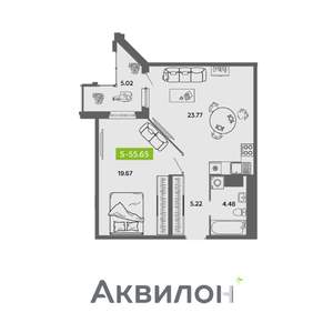 1-к квартира, вторичка, 56м2, 9/16 этаж
