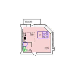 Студия квартира, строящийся дом, 32м2, 5/9 этаж