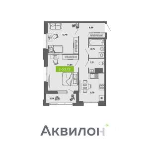 2-к квартира, вторичка, 54м2, 9/10 этаж