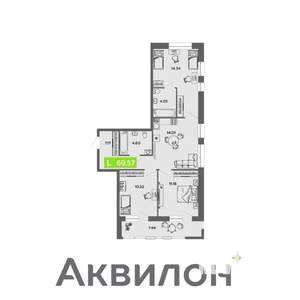 3-к квартира, вторичка, 70м2, 2/16 этаж