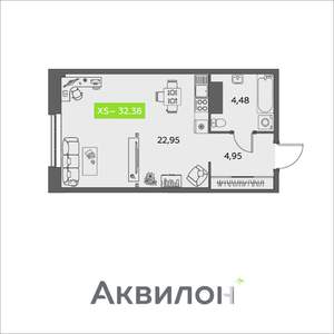 Студия квартира, вторичка, 32м2, 15/16 этаж