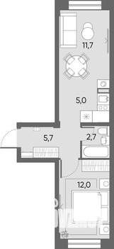 1-к квартира, сданный дом, 37м2, 3/4 этаж