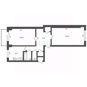 2-к квартира, вторичка, 46м2, 2/9 этаж