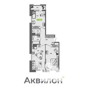 2-к квартира, вторичка, 63м2, 10/16 этаж