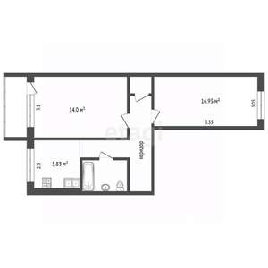 2-к квартира, вторичка, 44м2, 4/5 этаж