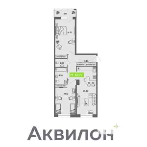 2-к квартира, вторичка, 68м2, 2/16 этаж