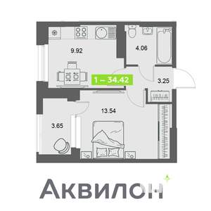1-к квартира, вторичка, 34м2, 24/32 этаж