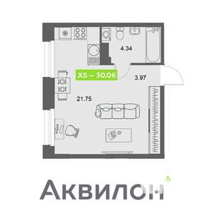 Студия квартира, вторичка, 30м2, 21/32 этаж