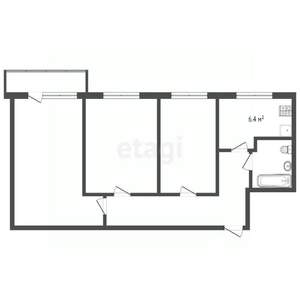 3-к квартира, вторичка, 61м2, 5/9 этаж