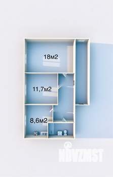 2-к квартира, вторичка, 53м2, 1/2 этаж