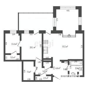 2-к квартира, вторичка, 131м2, 3/3 этаж