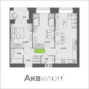 2-к квартира, вторичка, 59м2, 7/11 этаж