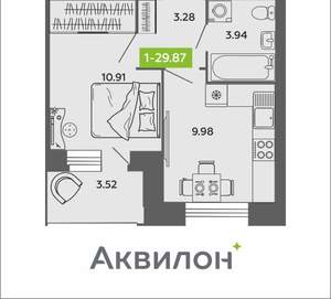 1-к квартира, вторичка, 30м2, 9/11 этаж