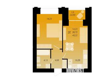 2-к квартира, вторичка, 40м2, 1/10 этаж