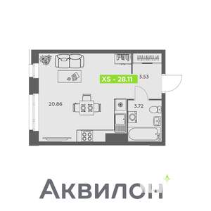 Студия квартира, вторичка, 28м2, 15/16 этаж