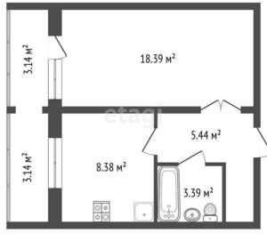 1-к квартира, вторичка, 36м2, 8/9 этаж