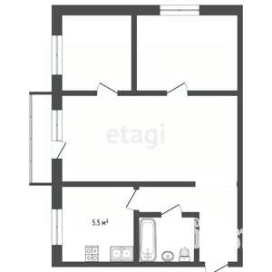 3-к квартира, вторичка, 48м2, 5/5 этаж