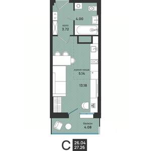 Студия квартира, вторичка, 27м2, 6/13 этаж