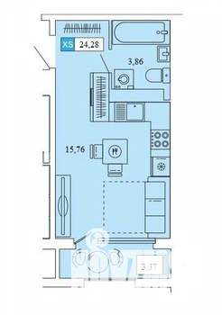 Студия квартира, вторичка, 24м2, 4/16 этаж