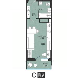 Студия квартира, вторичка, 27м2, 11/13 этаж