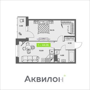 1-к квартира, вторичка, 44м2, 4/8 этаж