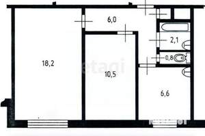 2-к квартира, вторичка, 43м2, 3/9 этаж